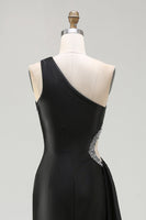 Load image into Gallery viewer, Sparkly Black Cut Out Long Prom Dress with Rhinestones