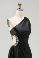 Load image into Gallery viewer, Sparkly Black Cut Out Long Prom Dress with Rhinestones