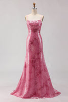 Load image into Gallery viewer, Sparkly Pink Mermaid Spaghetti Straps Sequin Long Prom Dress