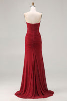 Load image into Gallery viewer, Sparkly Red Strapless Polka Dots Beaded Long Prom Dress
