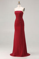Load image into Gallery viewer, Sparkly Red Strapless Polka Dots Beaded Long Prom Dress