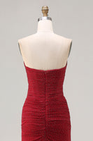 Load image into Gallery viewer, Sparkly Red Strapless Polka Dots Beaded Long Prom Dress