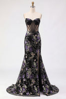 Load image into Gallery viewer, Sparkly Pink Plus Size Mermaid Beaded Sequins Long Corset Prom Dress with Slit