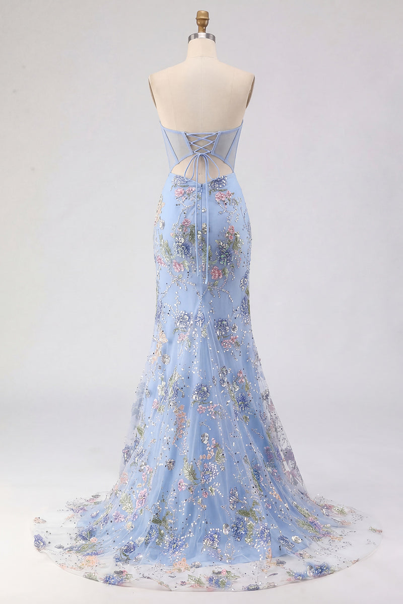 Load image into Gallery viewer, Sparkly Pink Plus Size Mermaid Beaded Sequins Long Corset Prom Dress with Slit
