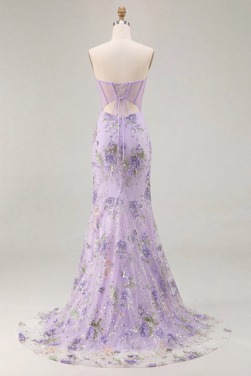 Load image into Gallery viewer, Sparkly Pink Beaded Mermaid Sequins Long Corset Prom Dress with Slit