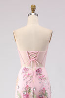 Load image into Gallery viewer, Sparkly Pink Beaded Mermaid Sequins Long Corset Prom Dress with Slit