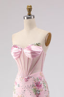 Load image into Gallery viewer, Sparkly Pink Beaded Mermaid Sequins Long Corset Prom Dress with Slit