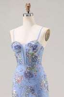 Load image into Gallery viewer, Sparkly Pink Floral Beaded Mermaid Long Corset Prom Dress with Ruffles