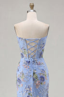 Load image into Gallery viewer, Sparkly Floral Pink Beaded Mermaid Long Corset Prom Dress with Slit