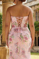 Load image into Gallery viewer, Sparkly Floral Plus Size Black Beaded Mermaid Long Corset Prom Dress with Slit