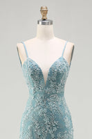 Load image into Gallery viewer, Sparkly Floral Pink Mermaid Long Beaded Prom Dress with Slit