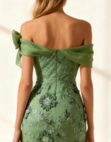 Load image into Gallery viewer, Floral Eucalyptus Off The Shoulder Mermaid Long Prom Dress with Slit