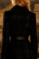Load image into Gallery viewer, Black Tweed Midi Notched Lapel Blazer Dress with Belt