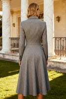Load image into Gallery viewer, Grey Notched Lapel Single Breasted Midi Blazer Dress