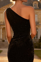 Load image into Gallery viewer, Black Mermaid Velvet Midi Holiday Party Dress