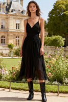 Load image into Gallery viewer, Simple Spaghetti Straps A-Line Little Black Dress