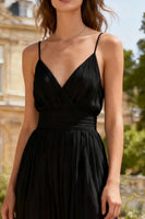 Load image into Gallery viewer, Simple Spaghetti Straps A-Line Little Black Dress