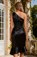 Load image into Gallery viewer, Black One Shoulder Short Corset Cocktail Dress