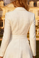 Load image into Gallery viewer, White A Line Peak Lapel Midi Blazer Wedding Dress with Sleeves