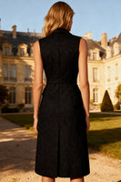 Load image into Gallery viewer, Peak Lapel Black Double Breasted Midi Blazer Dress