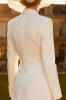 Load image into Gallery viewer, White Peak Lapel A Line Midi Blazer Wedding Dress