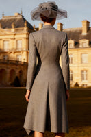 Load image into Gallery viewer, Grey Peak Lapel Double Breasted Midi Blazer Dress