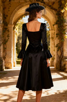 Load image into Gallery viewer, A-Line Satin Square Neck Little Black Dress