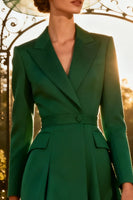 Load image into Gallery viewer, Dark Green A Line Peak Lapel Midi Blazer Dress