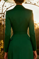 Load image into Gallery viewer, Dark Green A Line Peak Lapel Midi Blazer Dress