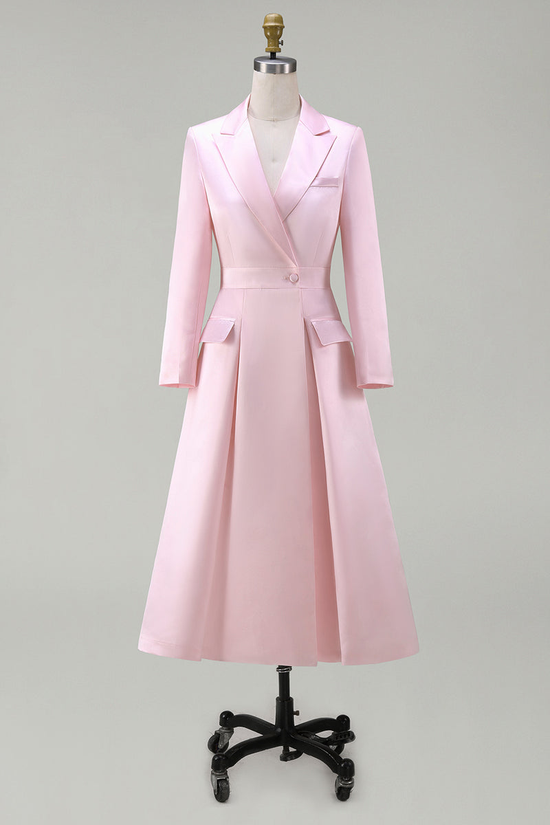Load image into Gallery viewer, Dark Green A Line Peak Lapel Midi Blazer Dress