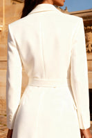 Load image into Gallery viewer, White Double Breasted Peak Lapel Mini Blazer Wedding Dress with Belt