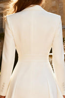 Load image into Gallery viewer, White A Line Double Breasted Peak Lapel Mini Blazer Wedding Dress
