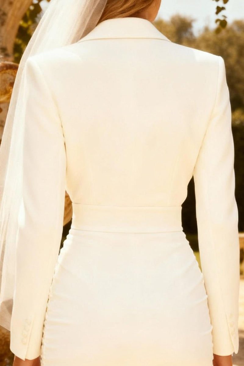 Load image into Gallery viewer, White Peak Lapel Mini Bodycon Blazer Wedding Dress
