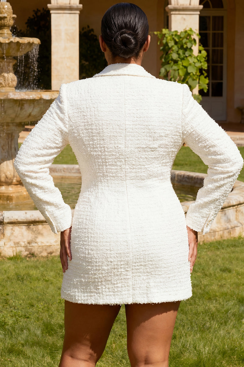 Load image into Gallery viewer, White Double Breasted Peak Lapel Mini Blazer Wedding Dress