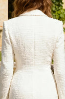 Load image into Gallery viewer, White Double Breasted Peak Lapel Mini Blazer Wedding Dress