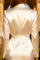 Load image into Gallery viewer, White Peak Lapel Satin Mini Blazer Wedding Dress with Button