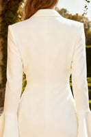Load image into Gallery viewer, White Peak Lapel Short Blazer Wedding Dress with Ruffles