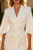 Load image into Gallery viewer, White Peak Lapel Mini Blazer Wedding Dress with Sleeves