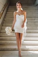 Load image into Gallery viewer, Simple White Sweetheart Bodycon Short Wedding Dress