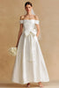 Load image into Gallery viewer, White Off the Shoulder Satin Long Wedding Dress with Bow