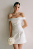 Load image into Gallery viewer, Simple White Off the Shoulder Satin Bodycon Short Wedding Dress