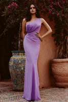 Load image into Gallery viewer, Tahiti One Shoulder Satin Mermaid Long Formal Dress