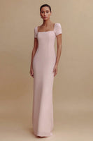 Load image into Gallery viewer, Simple Pink Long Sheath Formal Dress with Sleeves