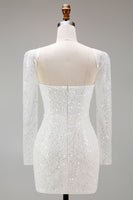 Load image into Gallery viewer, Sparkly White Sweetheart Sequin Bodycon Short Cocktail Dress