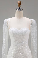 Load image into Gallery viewer, Sparkly White Sweetheart Sequin Bodycon Short Cocktail Dress