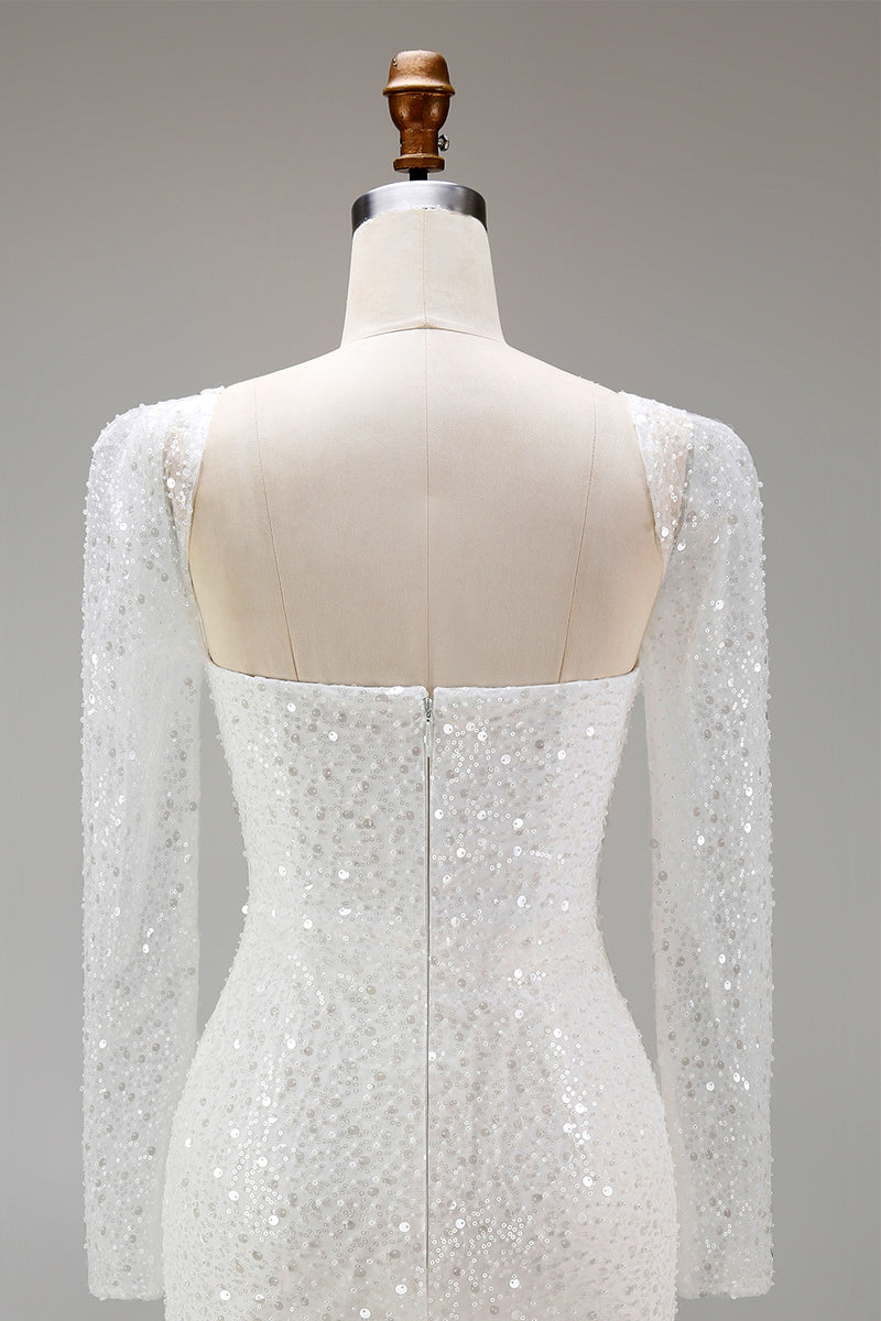 Load image into Gallery viewer, Sparkly White Sweetheart Sequin Bodycon Short Cocktail Dress
