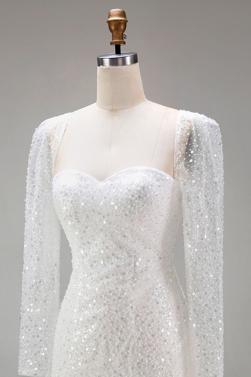 Load image into Gallery viewer, Sparkly White Sweetheart Sequin Bodycon Short Cocktail Dress