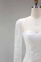 Load image into Gallery viewer, Sparkly White Sweetheart Sequin Bodycon Short Cocktail Dress