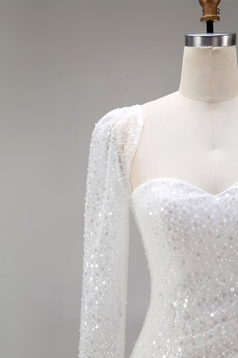 Load image into Gallery viewer, Sparkly White Sweetheart Sequin Bodycon Short Cocktail Dress
