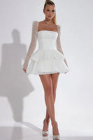 Load image into Gallery viewer, Sparkly White Ruffled Sequin Short Corset Cocktail Dress with Sleeves